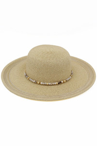 Beaded Band Summer Straw Sun Hat
