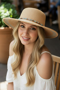 Beaded Band Summer Straw Sun Hat
