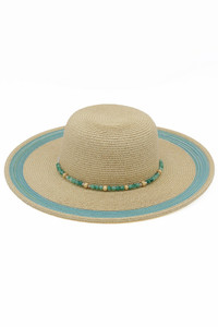 Beaded Band Summer Straw Sun Hat
