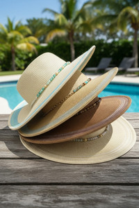 Beaded Band Summer Straw Sun Hat
