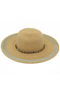 Beaded Band Summer Straw Sun Hat
