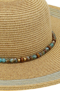 Beaded Band Summer Straw Sun Hat
