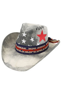 American Theme Stars and Stripe Straw Cowboy Hat
