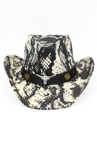 Bull Head Accent Snake Print Cowboy Hat Cowgirl Hat

