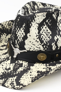 Bull Head Accent Snake Print Cowboy Hat Cowgirl Hat
