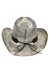 Bead and Studs Faux Leather Band Rustic Straw with Silver Cowboy Hat Cowgirl Hat