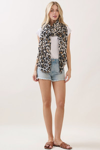 Leopard Pattern Print Oblong Scarf
