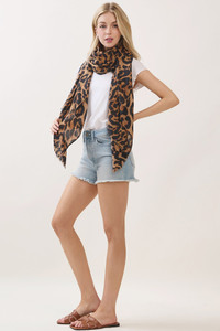 Leopard Pattern Print Oblong Scarf
