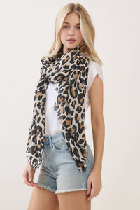 Leopard Pattern Print Oblong Scarf

