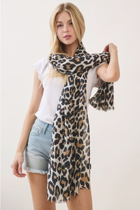 Leopard Pattern Print Oblong Scarf
