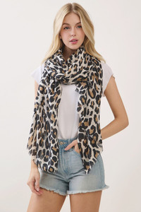 Leopard Pattern Print Oblong Scarf
