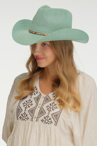 C.C Multi Colored Trim Band Knitted Cowboy Hat
