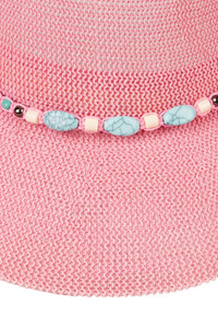 CC BEANIE Turquoise Stone with Beaded String Band Knitted Cowboy Hat
