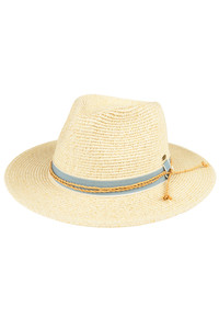 CC BEANIE Two Tone with Braided String Band Panama Sun Hat
