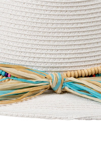 C.C Multi Colored Straw and Bead Band Panama Sun Hat
