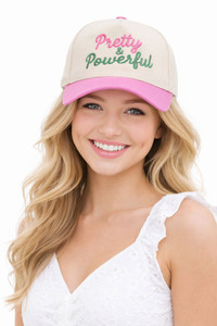 PRETTY & POWERFUL Embroidery Letter on Two Tone Baseball Cap
