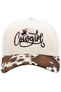 COW GIRL Embroidered Letter with Cow Pattern Baseball Cap
