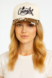COW GIRL Embroidered Letter with Cow Pattern Baseball Cap
