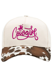 COW GIRL Embroidered Letter with Cow Pattern Baseball Cap
