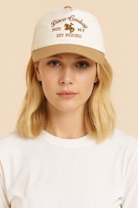 DISCO COWBOY Embroidered Letter on Two Tone Baseball Cap
