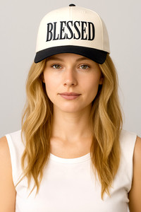 BLESSED Embroidered Letter on Two Tone Baseball Cap
