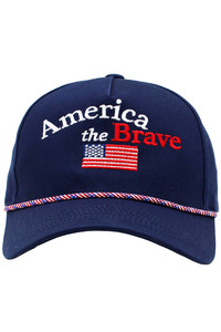 AMERICA THE BRAVE Embroidered Letter Flag Color Rope Baseball Cap
