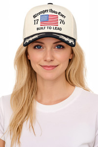 Flag with STRONGER THAN EVER Embroidered Letter Baseball Cap
