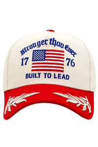 Flag with STRONGER THAN EVER Embroidered Letter Baseball Cap
