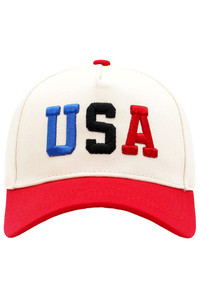 USA Multi Color Embroidered Letter on Two Tone Baseball Cap
