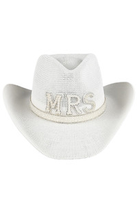 CC BEANIE MRS Letter Pearl & Rhinestone Trim Deco Cowboy Hat