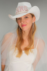 CC BEANIE MRS Letter Pearl & Rhinestone Trim Deco Cowboy Hat