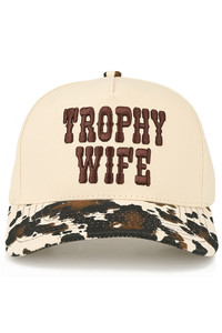 CC BEANIE TROPHY WIFE Embroidered Letter Cow Print Baseball Cap Trucker Hat