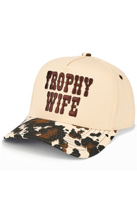 CC BEANIE TROPHY WIFE Embroidered Letter Cow Print Baseball Cap Trucker Hat