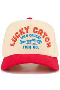 CC BEANIE LUCKY CATCH Embroidered Letter on Two Tone Baseball Cap Trucker Hat
