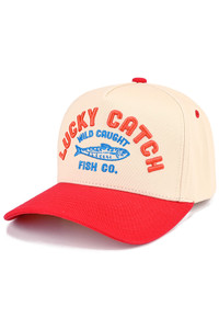 CC BEANIE LUCKY CATCH Embroidered Letter on Two Tone Baseball Cap Trucker Hat
