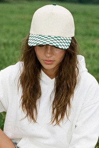 CC BEANIE Check Board Pattern Print Two Tone Canvas Baseball Cap Trucker Hat
