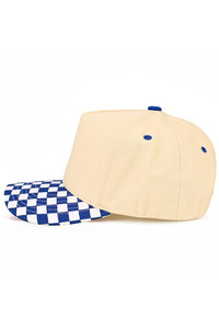 CC BEANIE Check Board Pattern Print Two Tone Canvas Baseball Cap Trucker Hat
