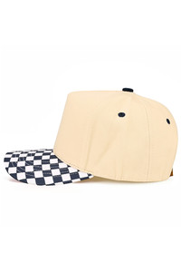 CC BEANIE Check Board Pattern Print Two Tone Canvas Baseball Cap Trucker Hat
