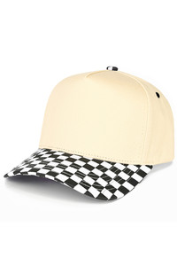 CC BEANIE Check Board Pattern Print Two Tone Canvas Baseball Cap Trucker Hat
