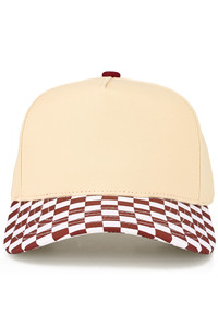 CC BEANIE Check Board Pattern Print Two Tone Canvas Baseball Cap Trucker Hat
