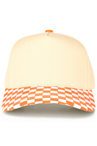 CC BEANIE Check Board Pattern Print Two Tone Canvas Baseball Cap Trucker Hat
