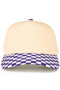 CC BEANIE Check Board Pattern Print Two Tone Canvas Baseball Cap Trucker Hat
