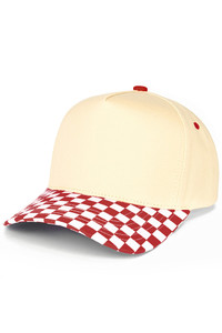CC BEANIE Check Board Pattern Print Two Tone Canvas Baseball Cap Trucker Hat

