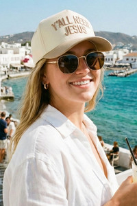 CC BEANIE Y'ALL NEED JESUS Embroidered Letter Two Tone Baseball Cap Trucker Hat
