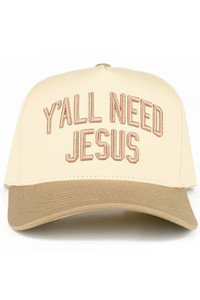 CC BEANIE Y'ALL NEED JESUS Embroidered Letter Two Tone Baseball Cap Trucker Hat
