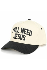 CC BEANIE Y'ALL NEED JESUS Embroidered Letter Two Tone Baseball Cap Trucker Hat
