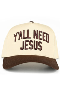 CC BEANIE Y'ALL NEED JESUS Embroidered Letter Two Tone Baseball Cap Trucker Hat

