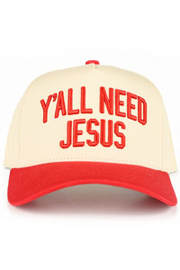 CC BEANIE Y'ALL NEED JESUS Embroidered Letter Two Tone Baseball Cap Trucker Hat
