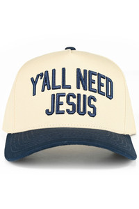 CC BEANIE Y'ALL NEED JESUS Embroidered Letter Two Tone Baseball Cap Trucker Hat
