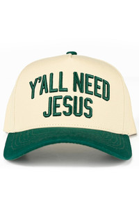 CC BEANIE Y'ALL NEED JESUS Embroidered Letter Two Tone Baseball Cap Trucker Hat
